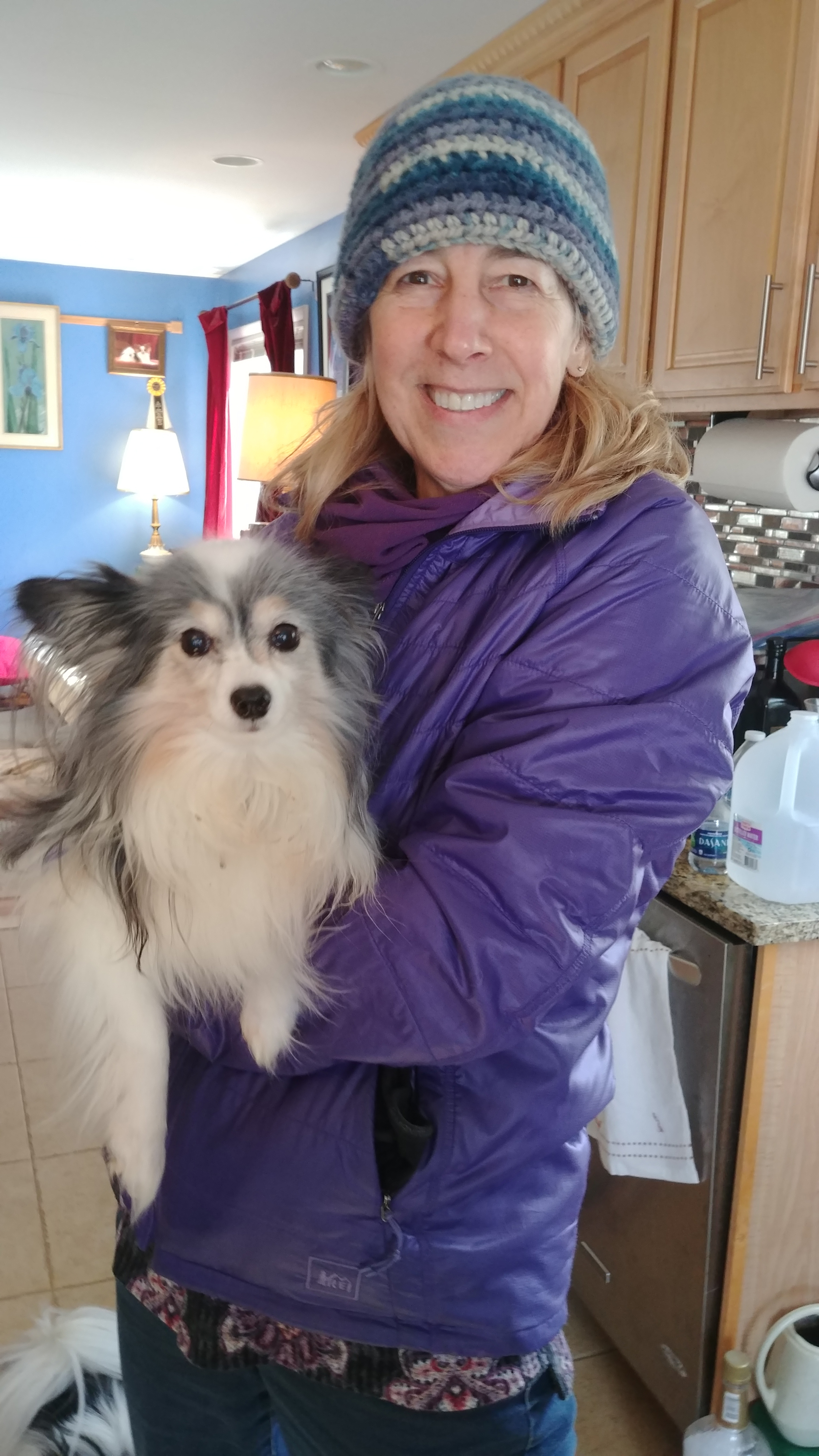Joan with Didi, our senior Papillon